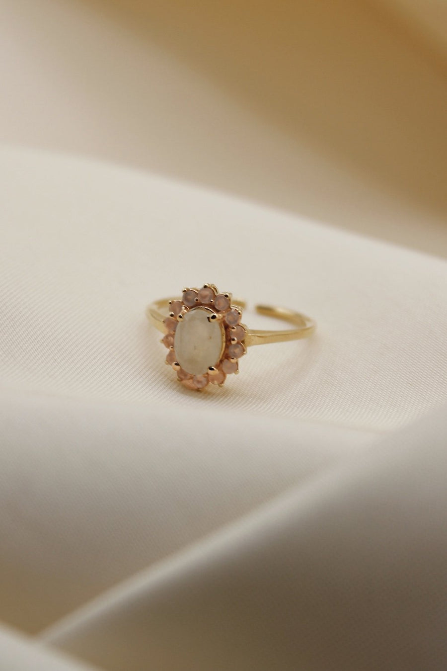Vintage Gold Antique Ring Pink Chalcedony