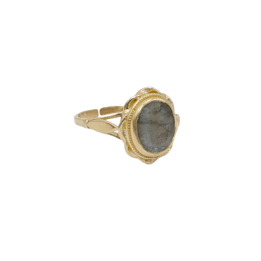 Vintage Gold Oval Ring Labradorite