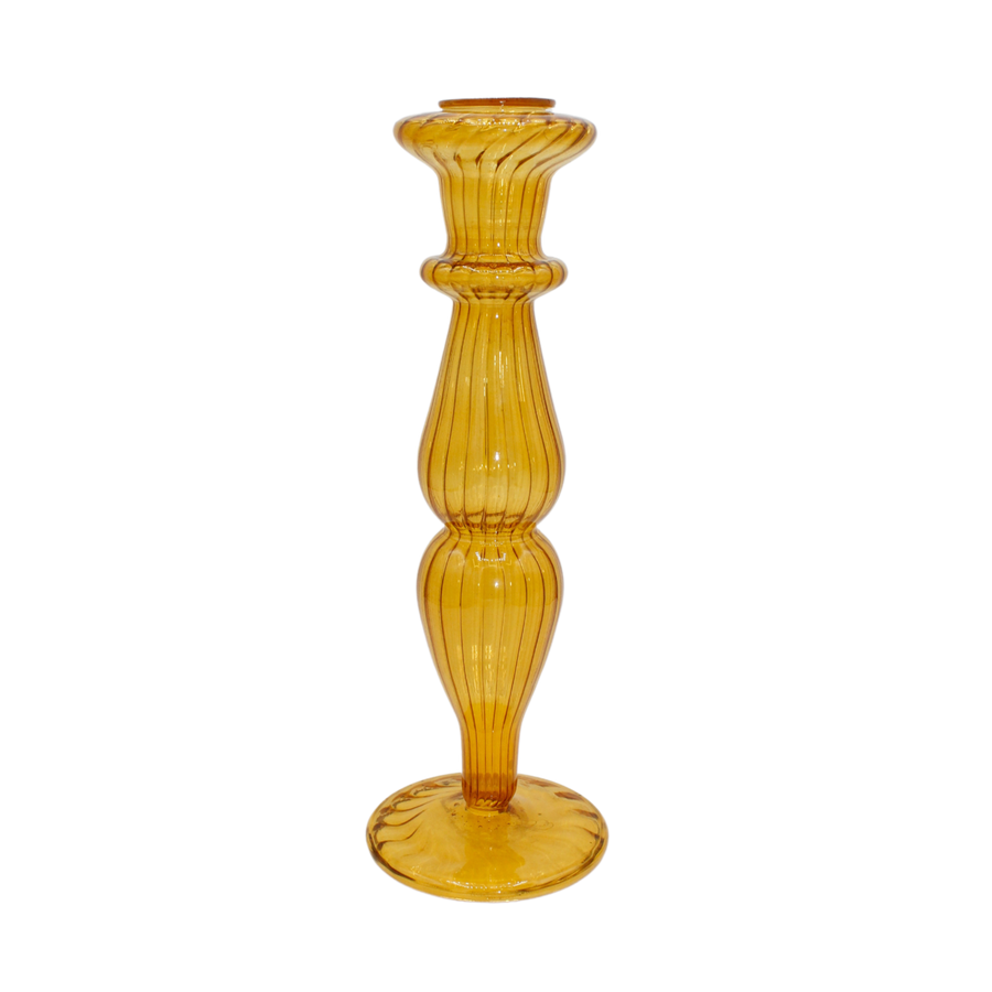 Classic Glass Candle Holder Mustard