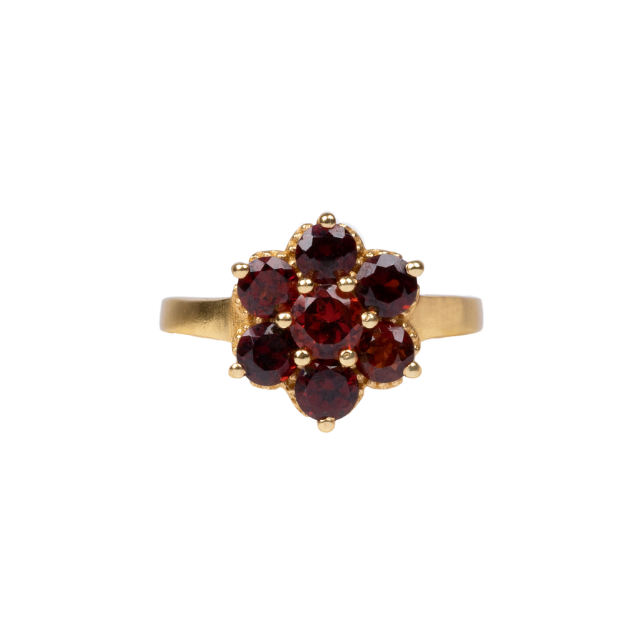 Vintage Gold'' Flower Ring Garnet
