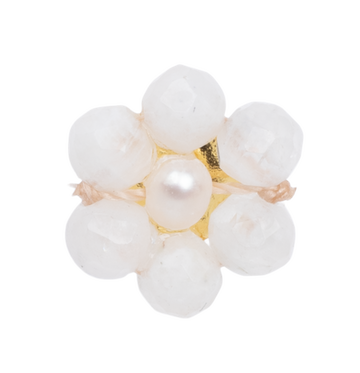 White Quartz Wild Flower Pin Earring - 1pc