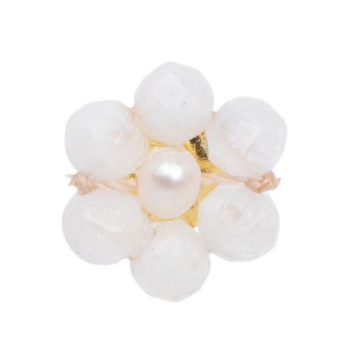 White Quartz Wild Flower Pin Earring - 1pc