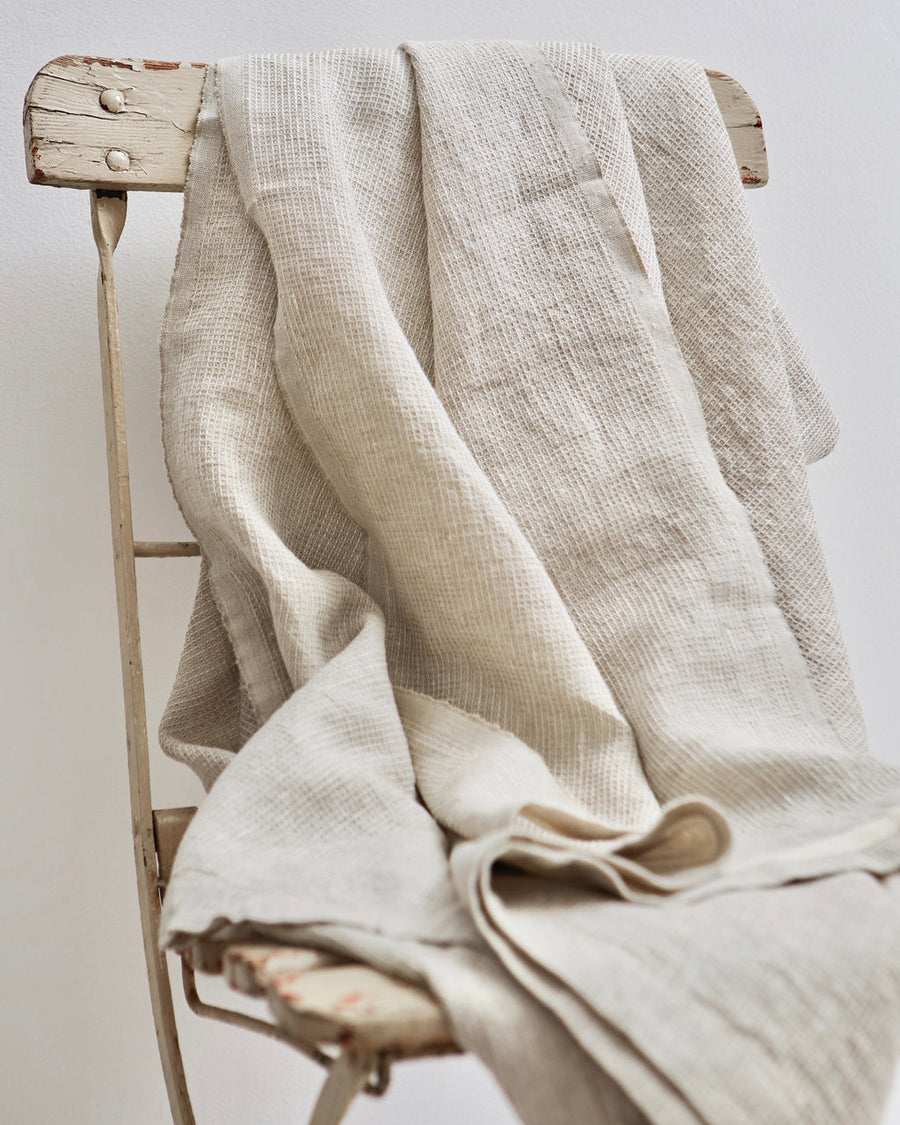 Linen Washed Waffle Throw Natural