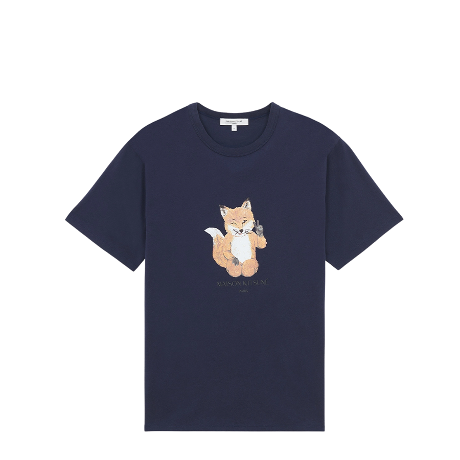 All Right Fox Print Classic Tee-Shirt Navy (Men)