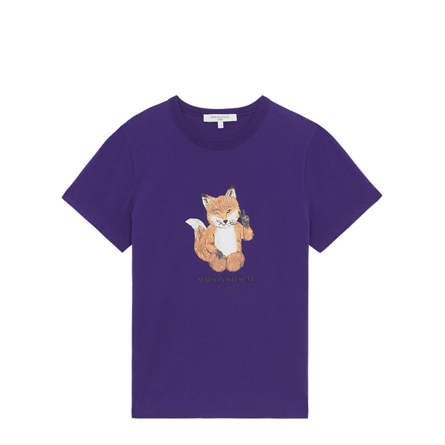 All Right Fox Print Classic Tee-Shirt Purple (women)