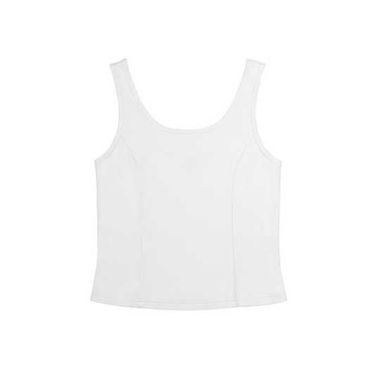 Square Neck Rib Tank White