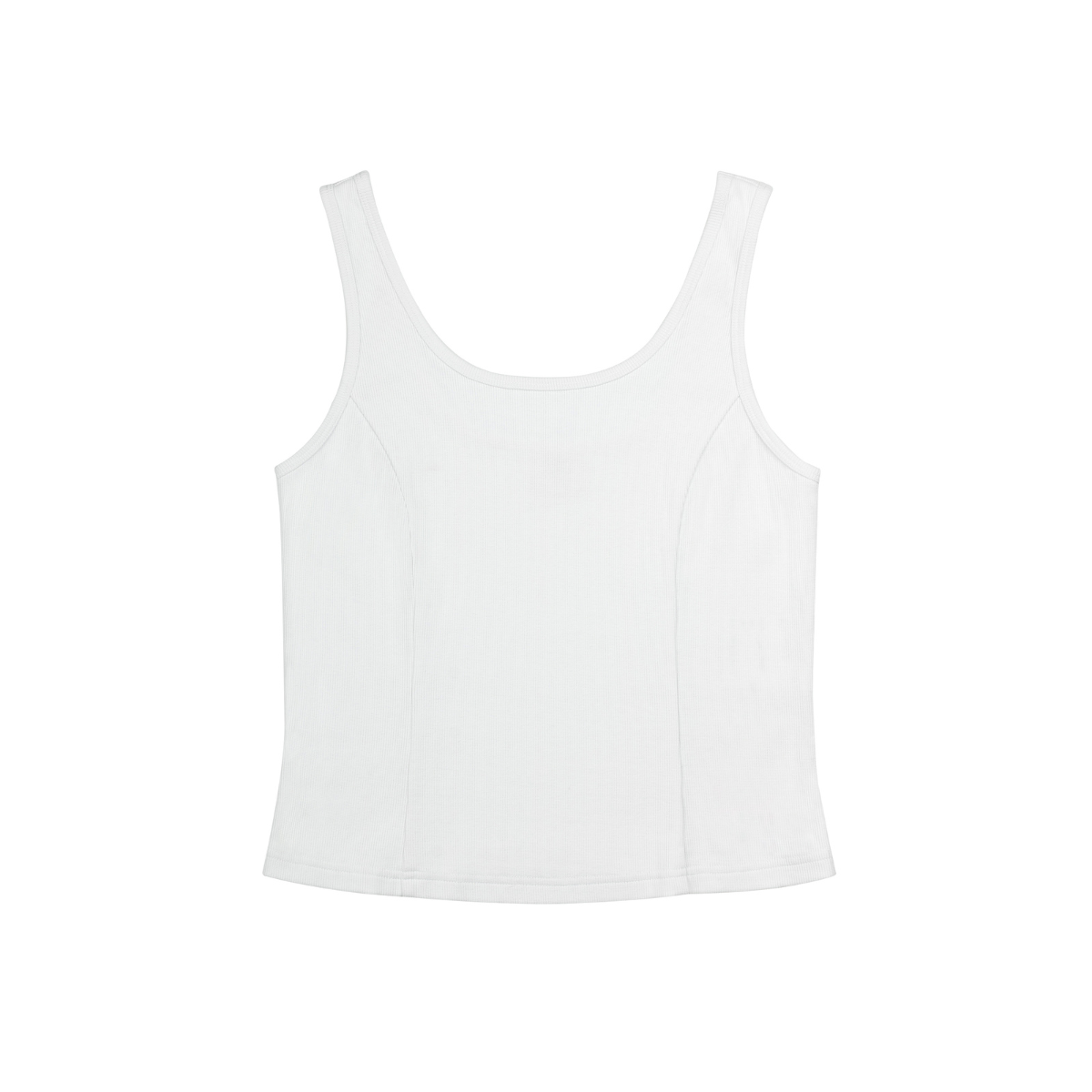 Square Neck Rib Tank White