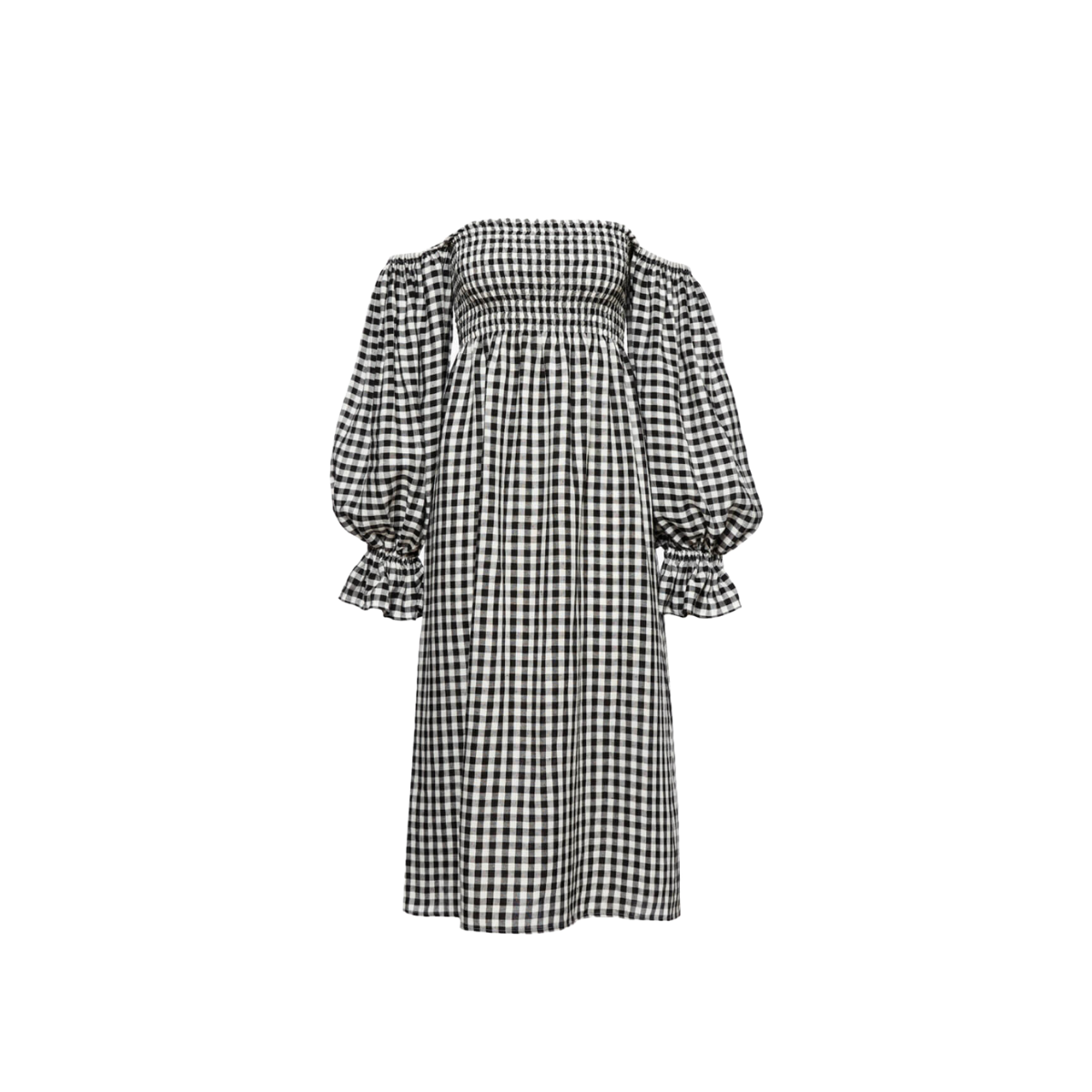Sleeper Atlanta Linen Dress with Rose Detail - Black Vichy - XS Sleeper Atlanta Linen Dress with Rose Detail - Black Vichy - XS