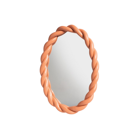 Pink Oval Braid Mirror