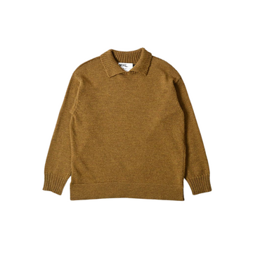 Chunky Collared Sweater British Wool Dark Ochre (men)
