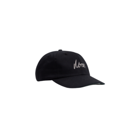 Black Chainstitch Logo Twill Cap