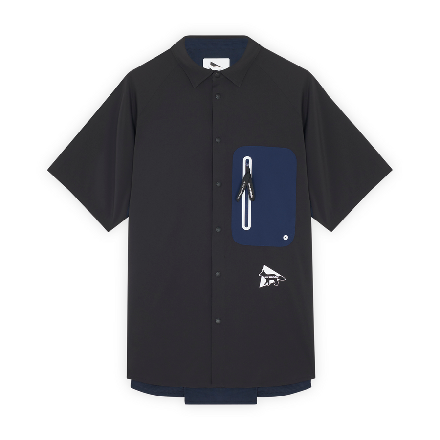 Maison Kitsune x And Wander | shirt for unisex - Hiking Shirt Grey