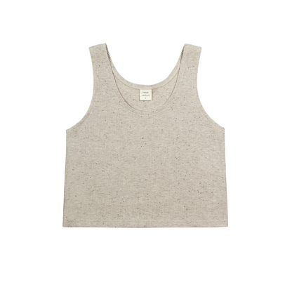 Scoop Neck Waffle Set Speckled Oatmeal