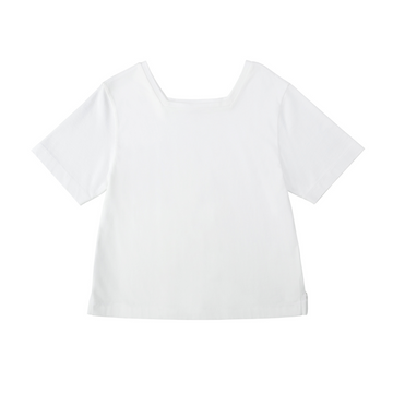 Square Neck Cropped Boxy T-Shirt Bright White