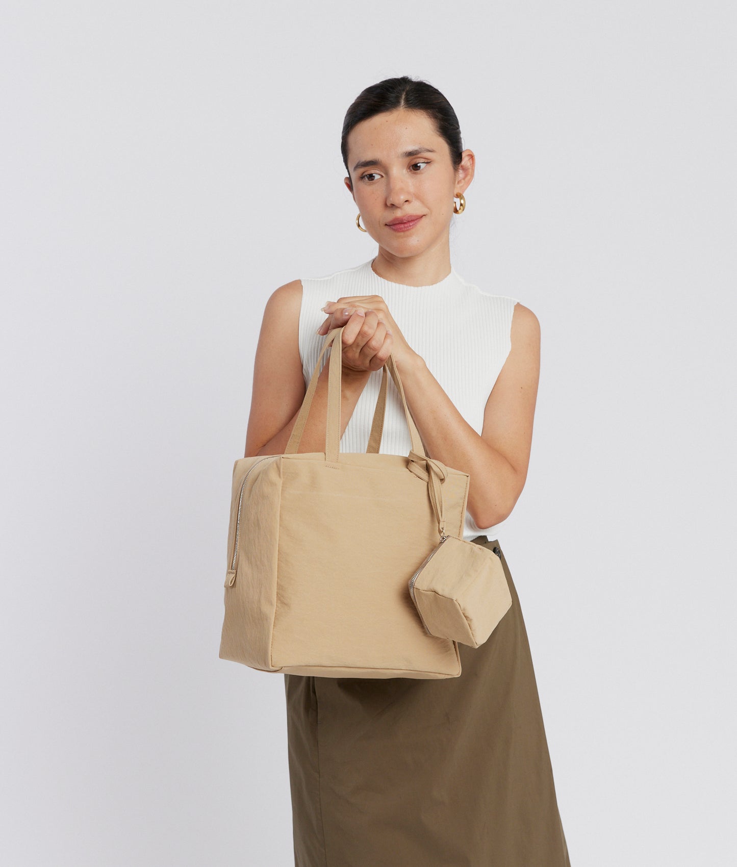 PILLOW TOTE in Khaki Crinkle