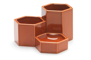 Hexagonal Containers (Rusty Orange Package of 3)