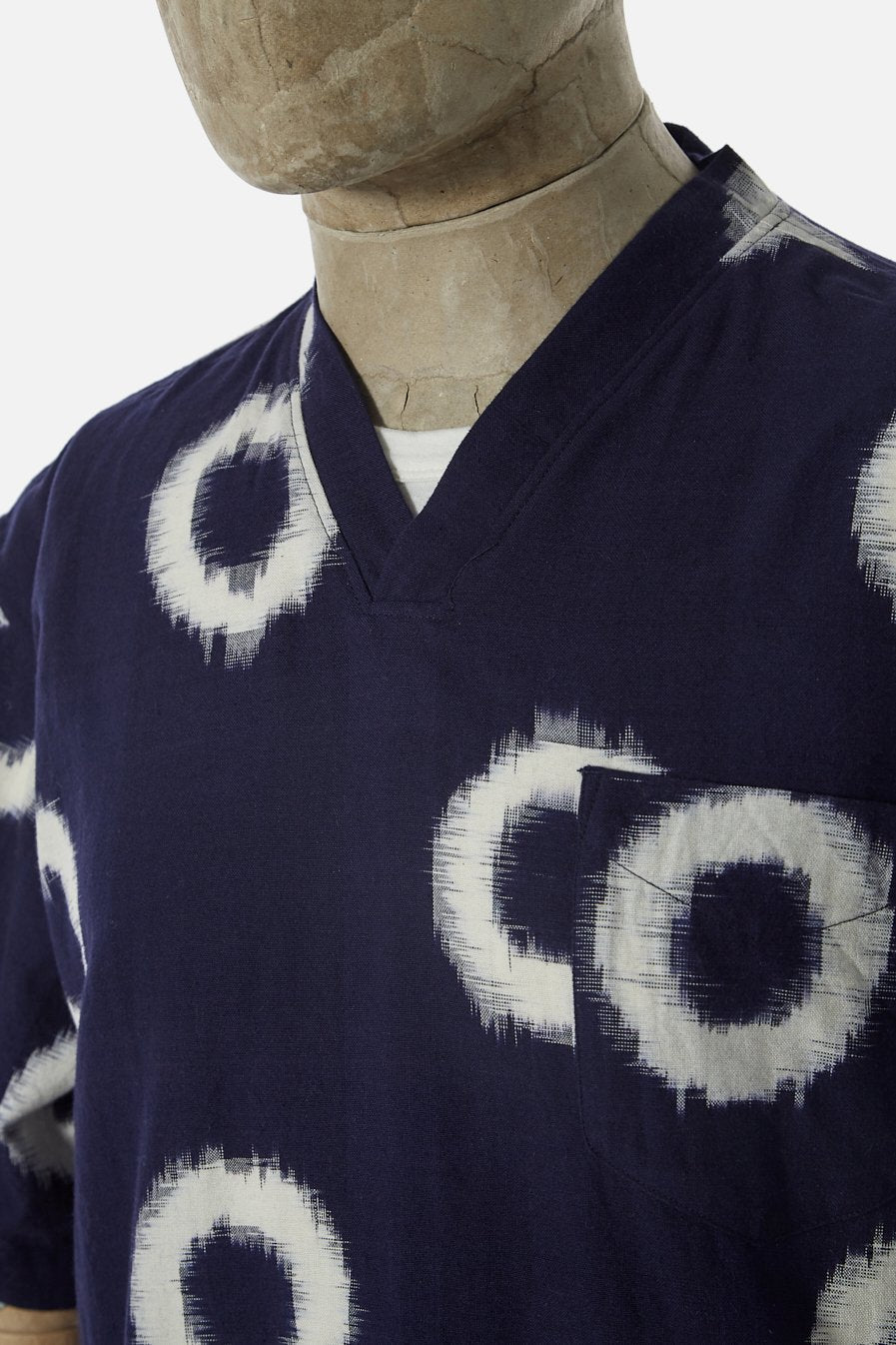 V Neck Pullover Shirt Double Ikat Donuts
