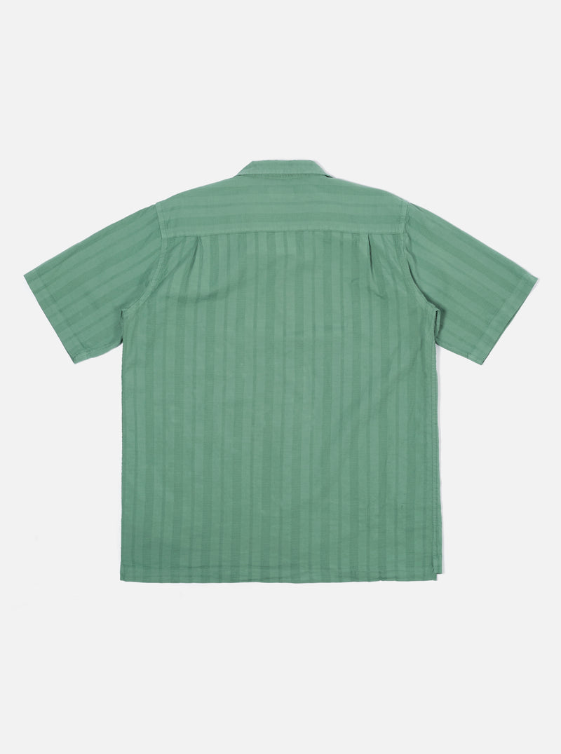 Camp Shirt In Green Flag Self Stripe