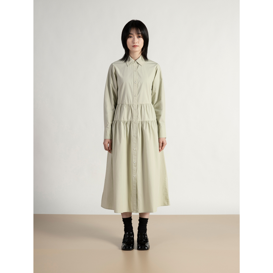 Tiered Maxi Shirt Dress Seagrass