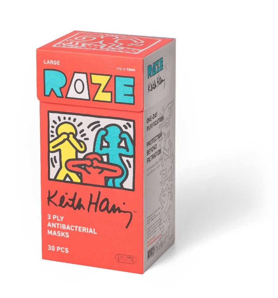 RAZE x Keith Haring 3-Ply Antibacterial Masks - Red Box Dark Series Medium 30pcs
