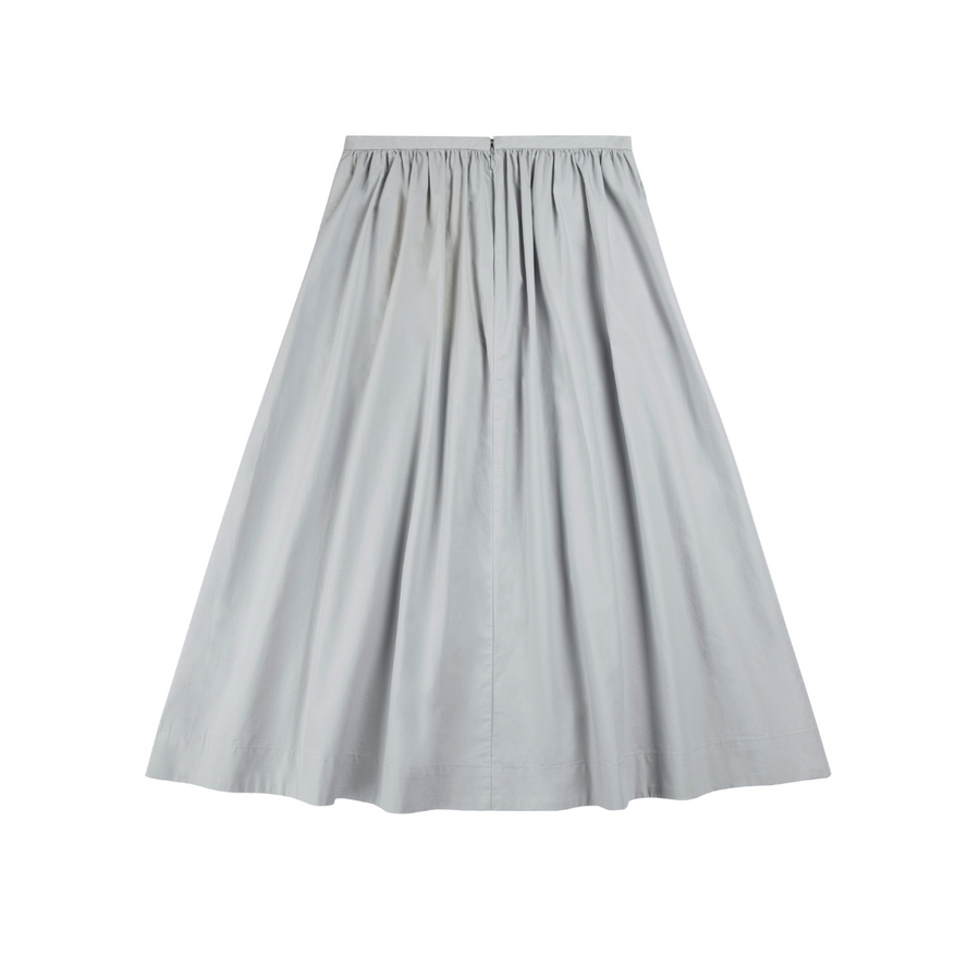 Gathered Midi Skirt Light Grey