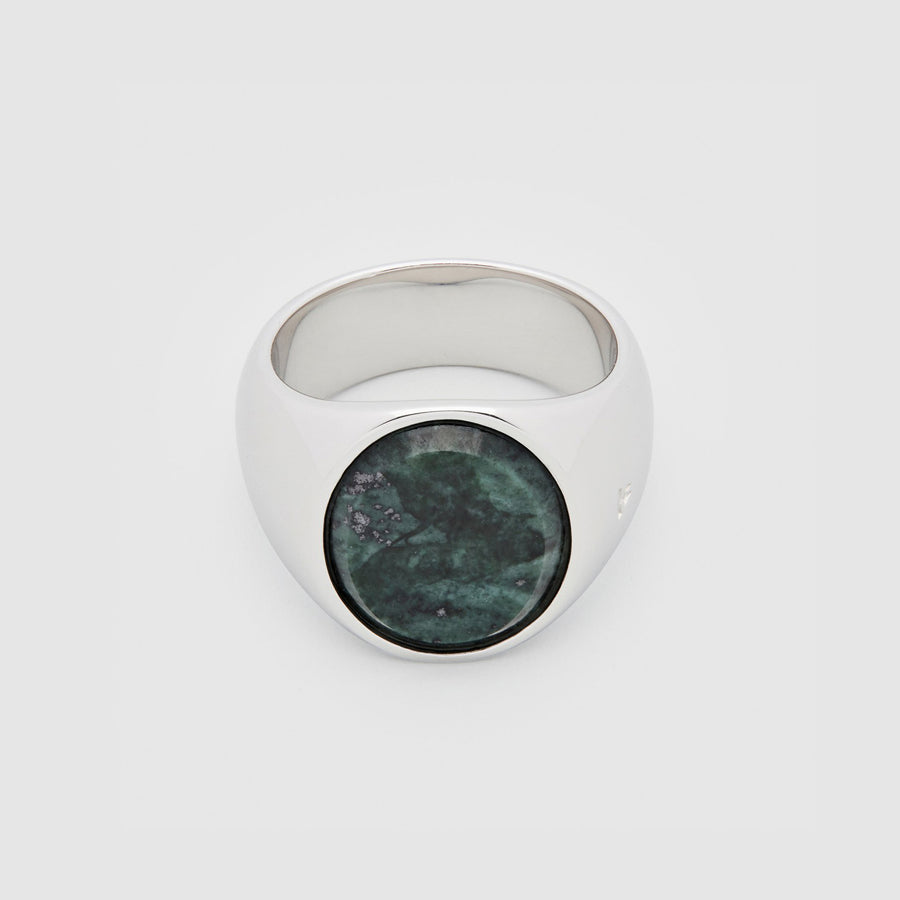 Oval Green Marble 925 Sterling Silver (M)