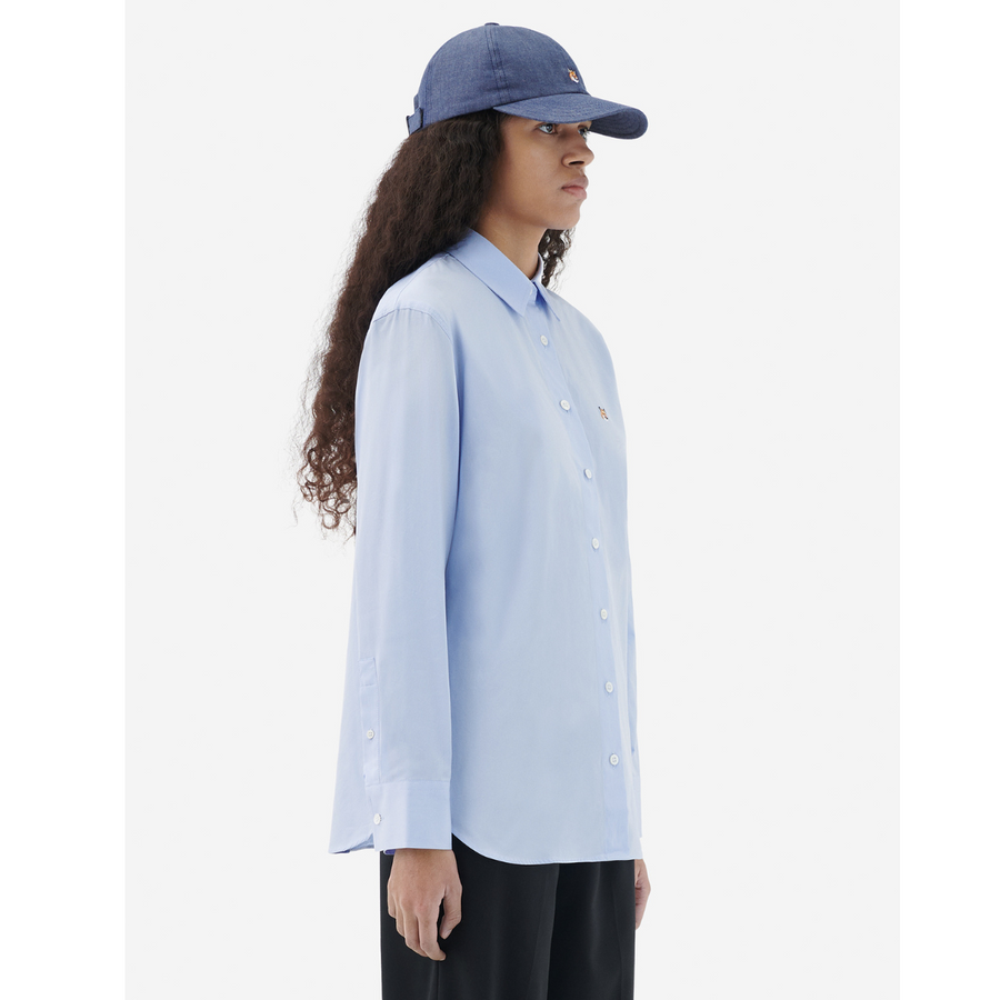 Fox Head Embroidery Classic Shirt Light Blue (women)