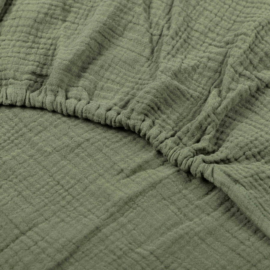 Cloud Busting Fitted Sheet - Deep Lichen (Queen Size Bed)