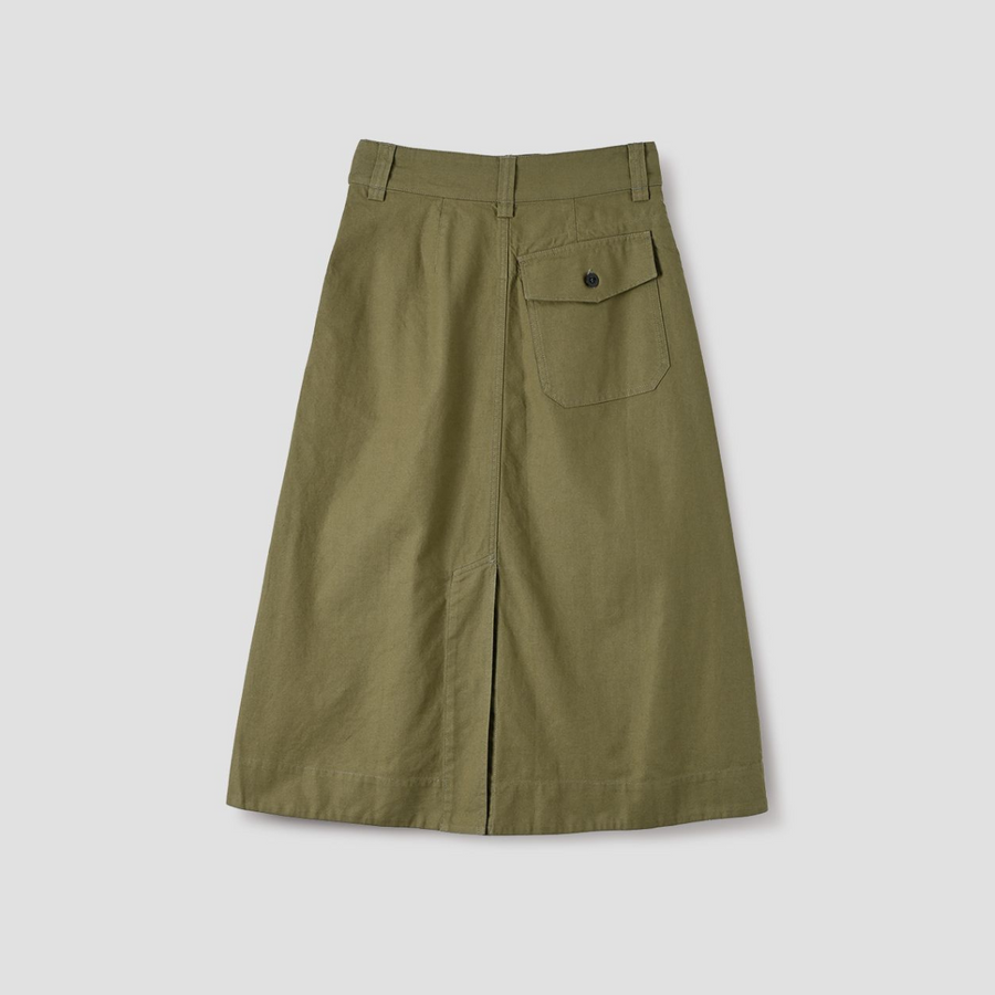 Patch Pocket Walking Skirt Surplus Green