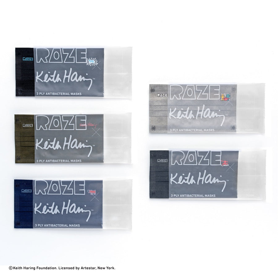 RAZE x Keith Haring 3-Ply Antibacterial Masks - Red Box Dark Series Medium 30pcs