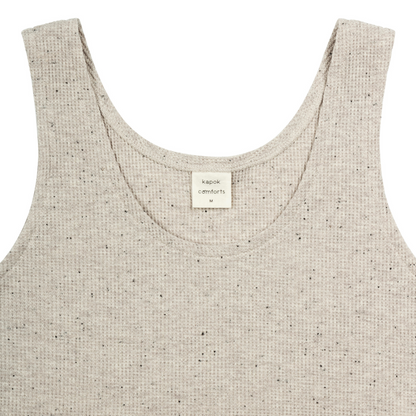 Scoop Neck Waffle Set Speckled Oatmeal