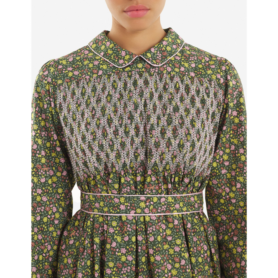 Oly Mini Smock Dress Khaki Green Design
