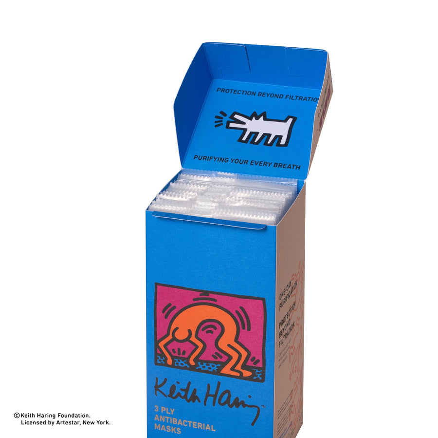 RAZE x Keith Haring 3-Ply Antibacterial Masks - Blue Box Light Series Medium 30pcs