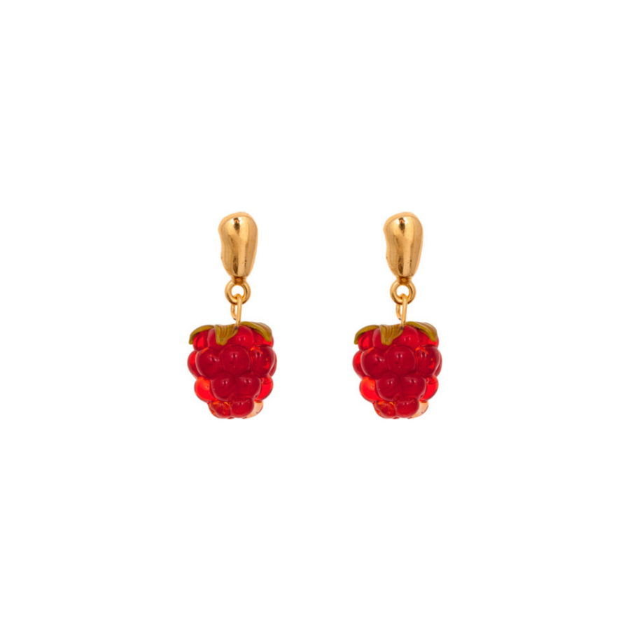Glass Raspberries GoldPlated Silver 925 Earrings