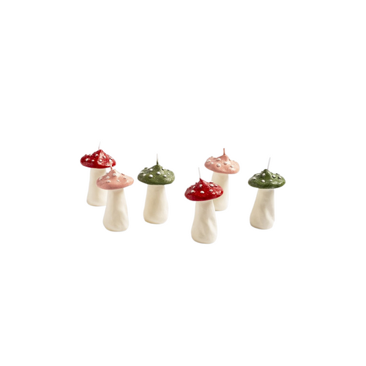 Mushroom Dots Candles (Set of 6)