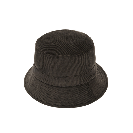 Black Cotton Corduroy Bucket Hat