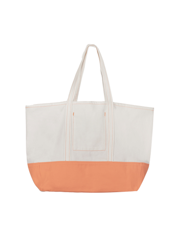 Shopper Bag Inside Pocket White & Orange OS