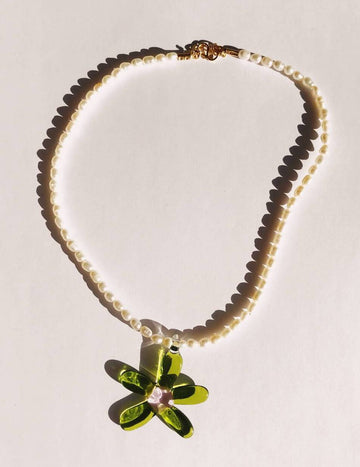 Bloom Necklace Pearl, Glass and Vermeil