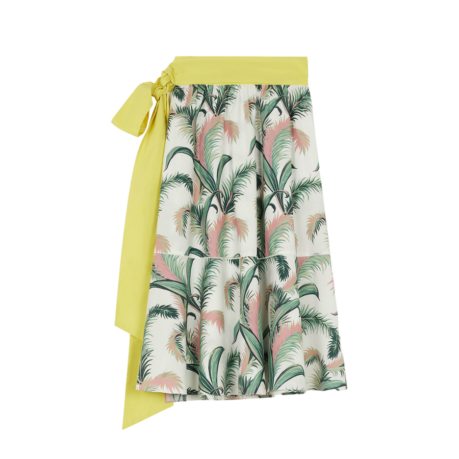 Palm Frond Wrap Midi Skirt Multico Design