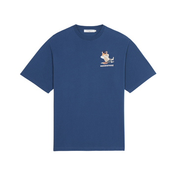 Small Dressed Fox Print Easy Tee-Shirt Blue Denim (men)