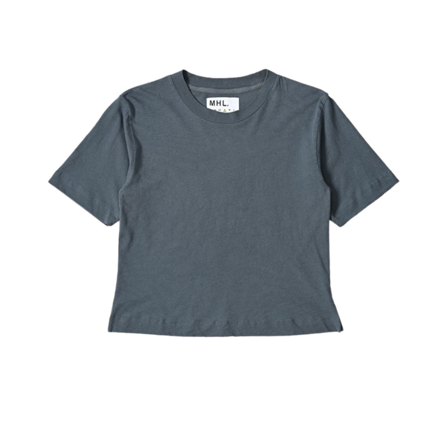Simple T-Shirt Cotton Linen Jersey Uniform Blue (women)
