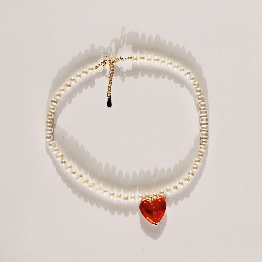 Baby Heart Necklace Pearl