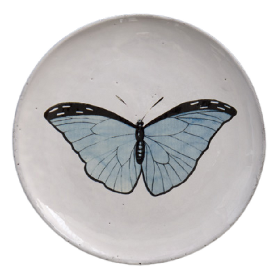 John Derian Blue Butterfly Dinner Plate