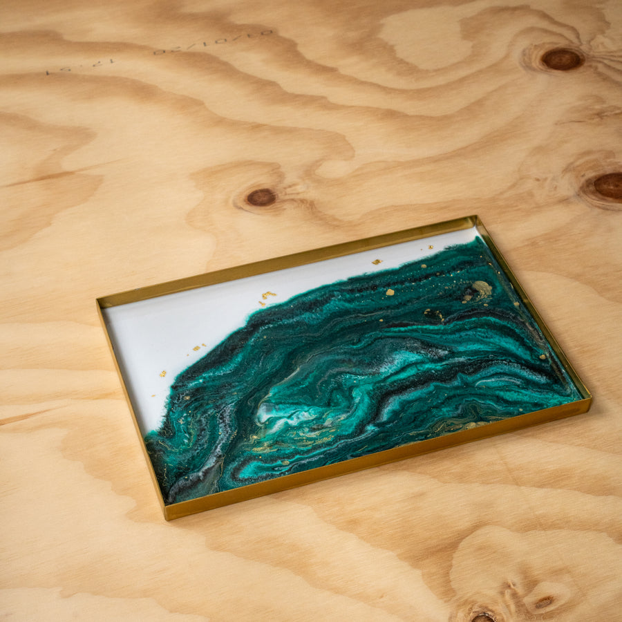 Gold Rectangle Tray L (Ocean)