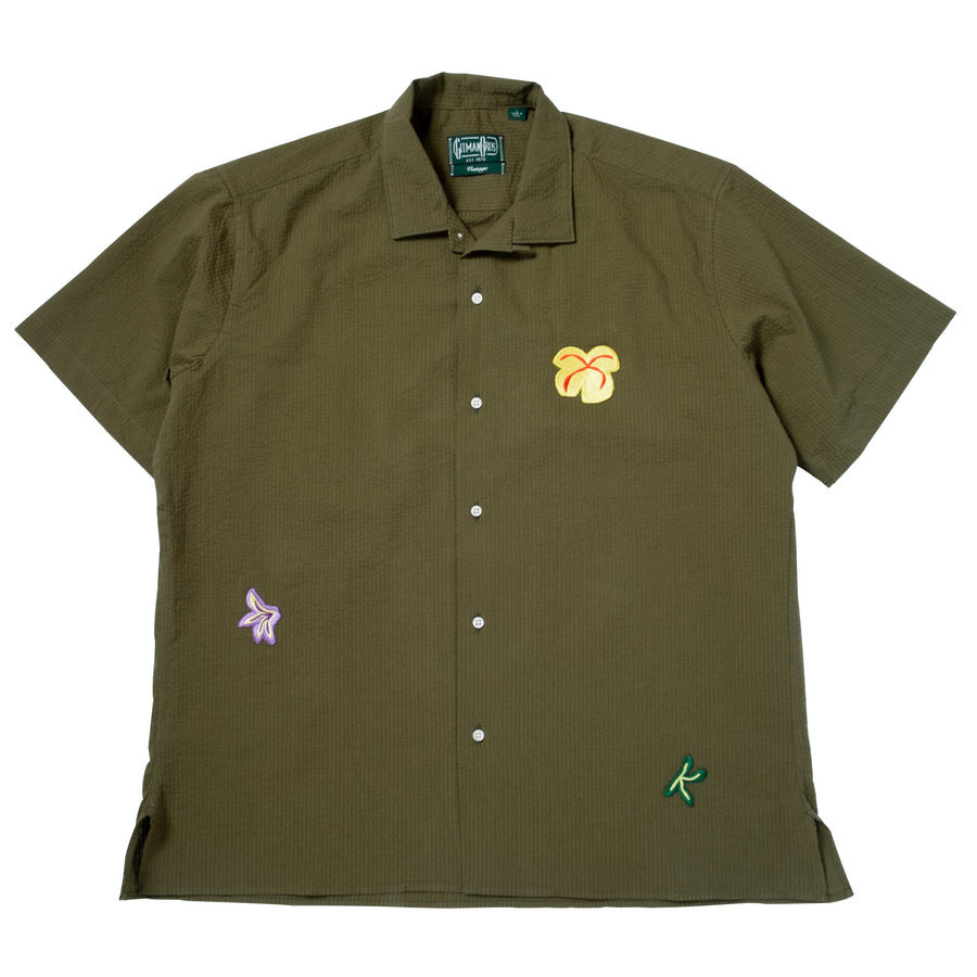 Kapok 15 Vintage Camp Collar Short Shirt Olive Drab