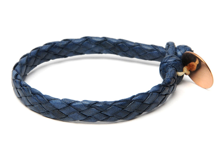 Wide Flat Weaved Bracelet Blue 1