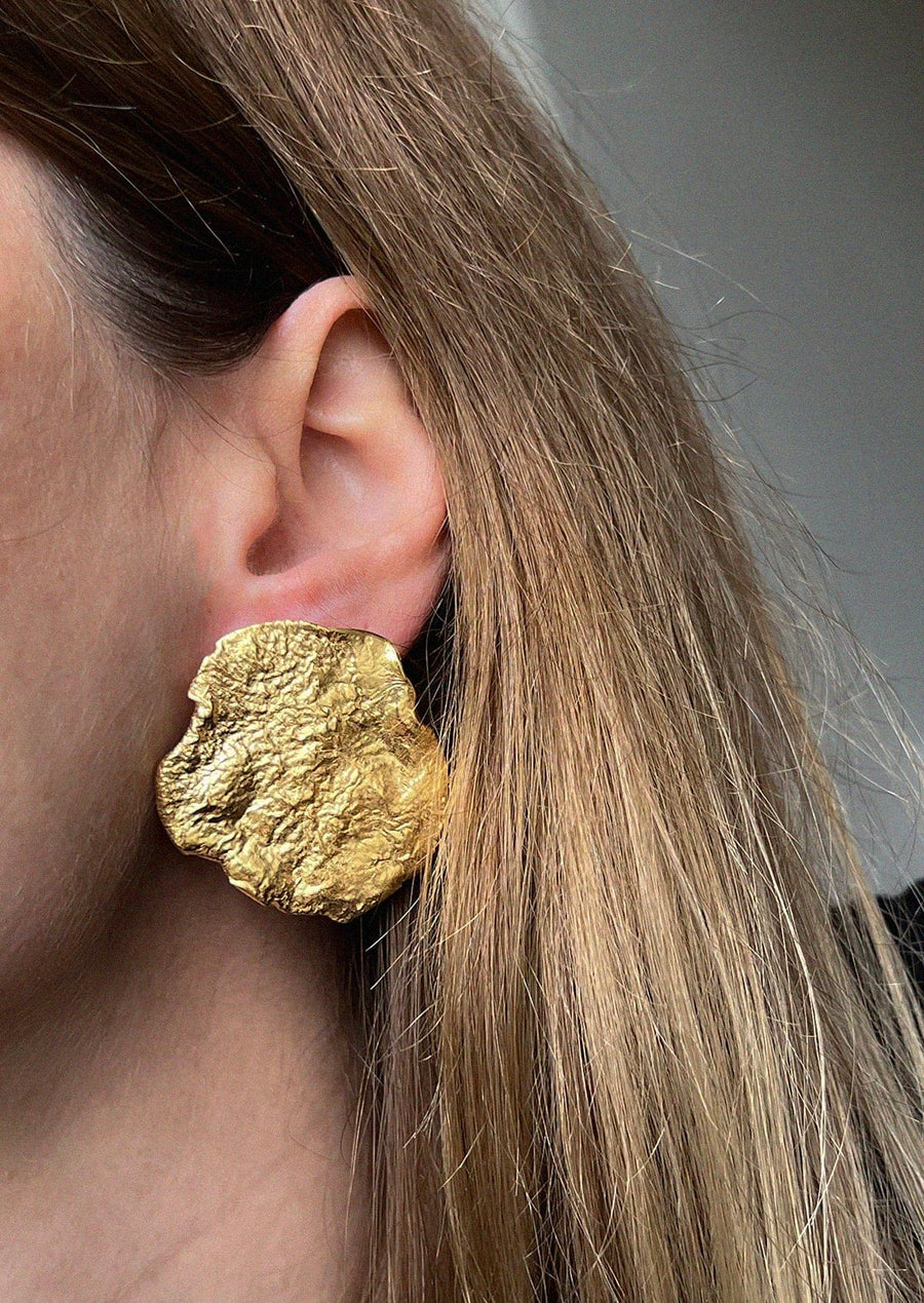 Crashed Rock Earrings Gold Vermeil OS