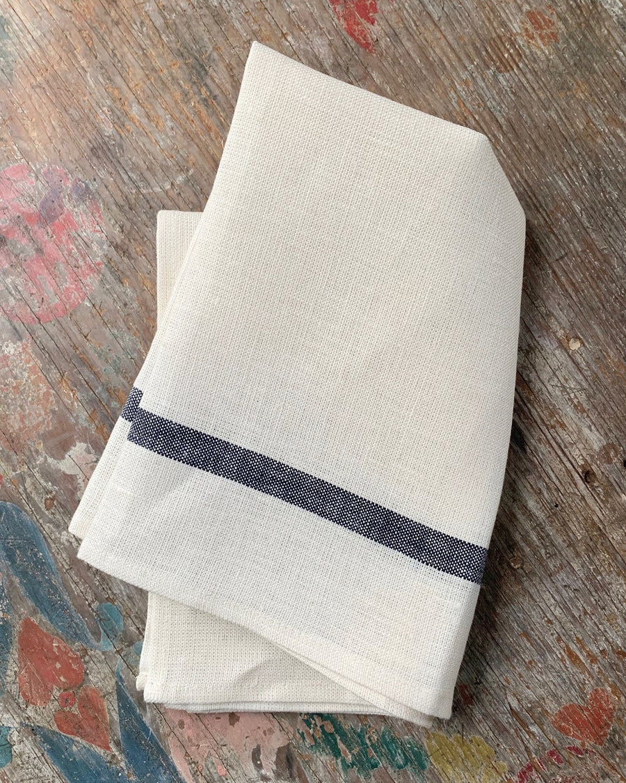 Linen Lined Kitchen Cloth W/Navy