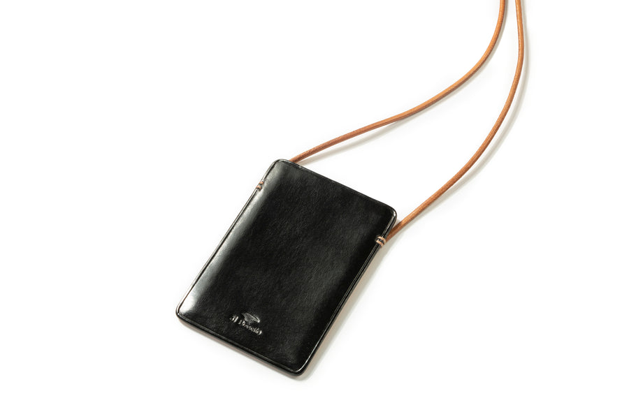 Vertical Card Holder In Cuoio Leather Lace Black