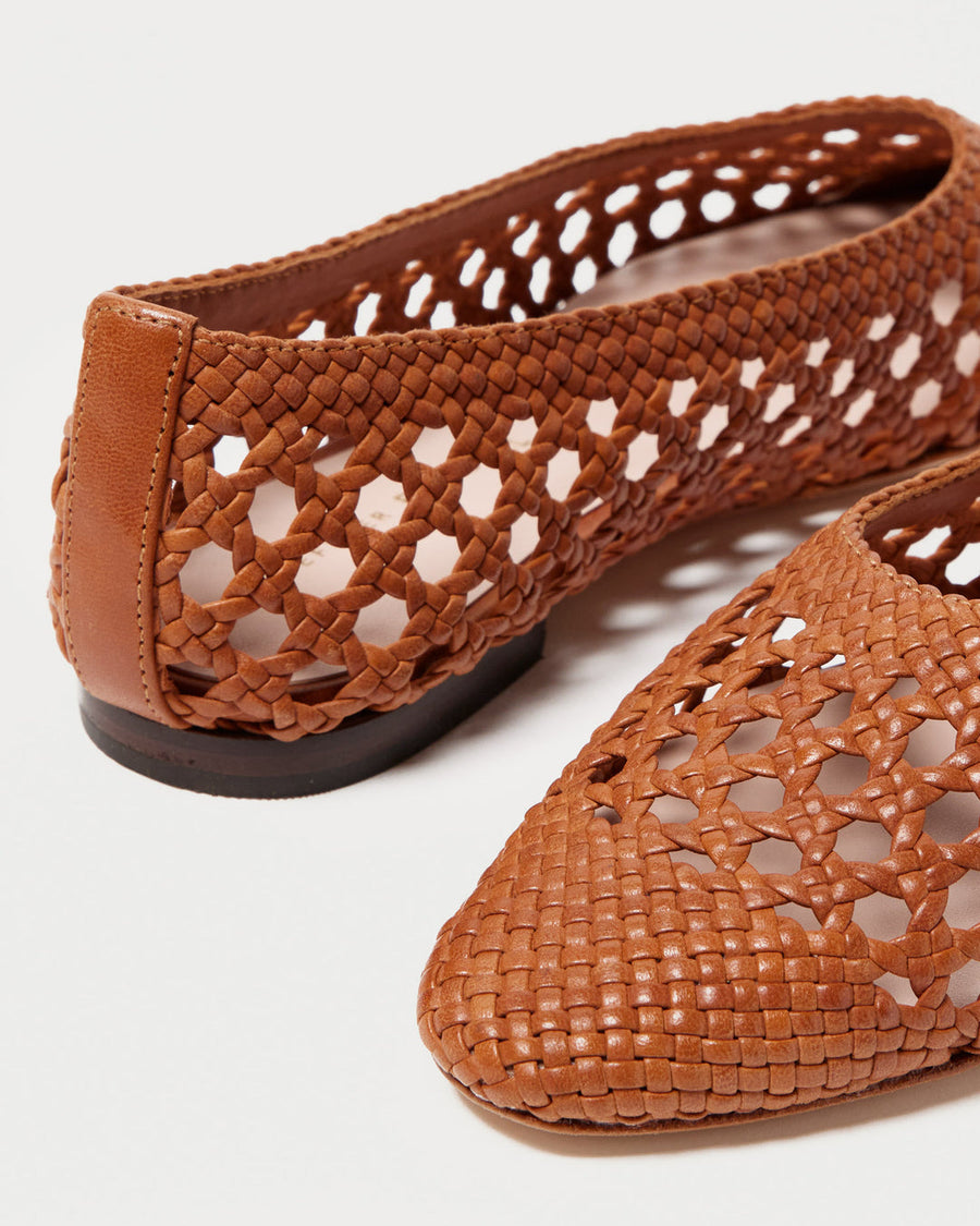 transfer to tco- Landry Woven Leather Ballet Flat Timber Brown